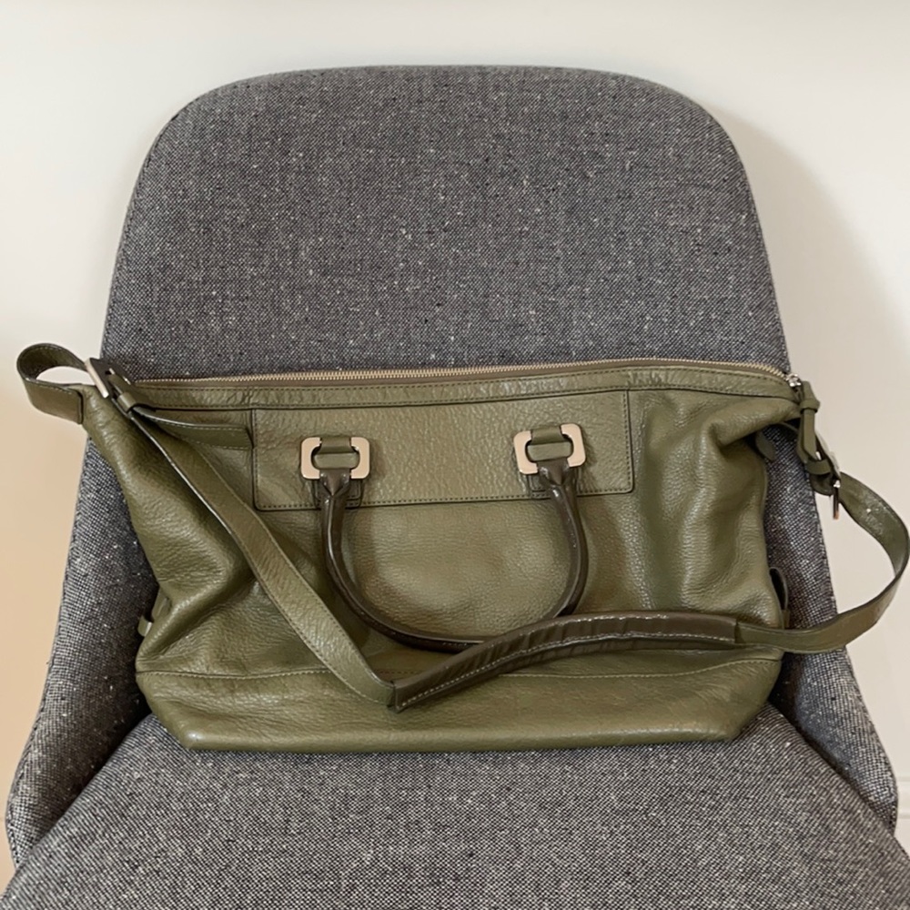 DVF army green leather bag